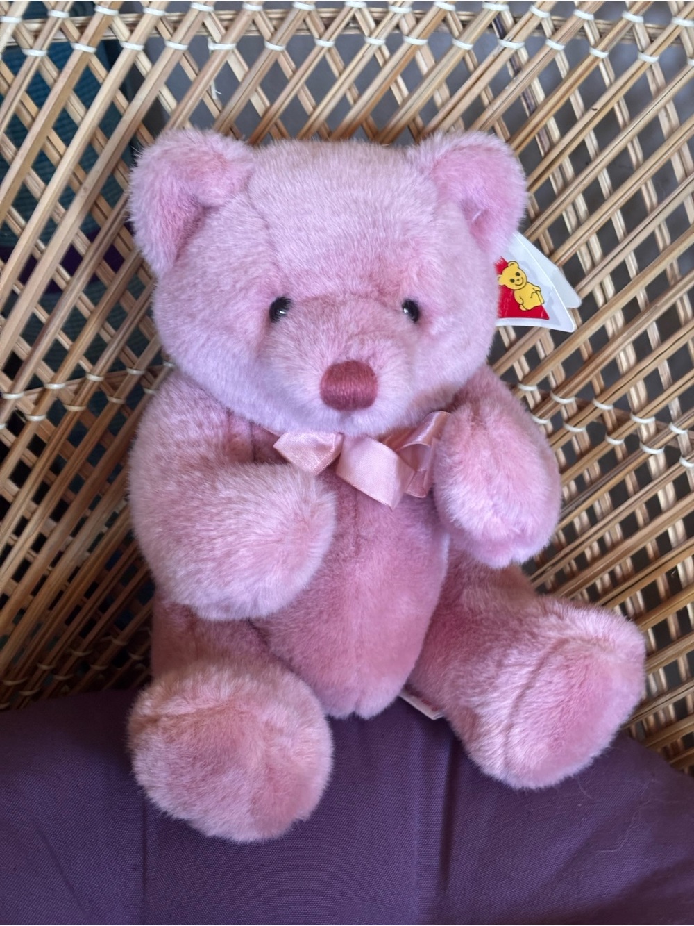 Vintage 1989 Rosewood Pink Bear, Jointed Plush Teddy Bear, Dakin Model# 31-8640